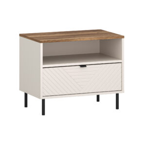IVA15 (a bedside cabinet 1drwr) cashmere + brandy castello oak